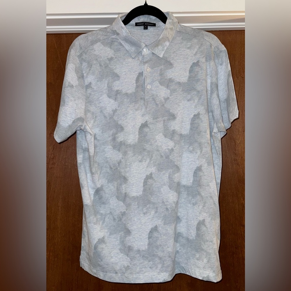 Robert Barakett Black Buttoned Collar Short Sleeve‎ Polo Mens Medium